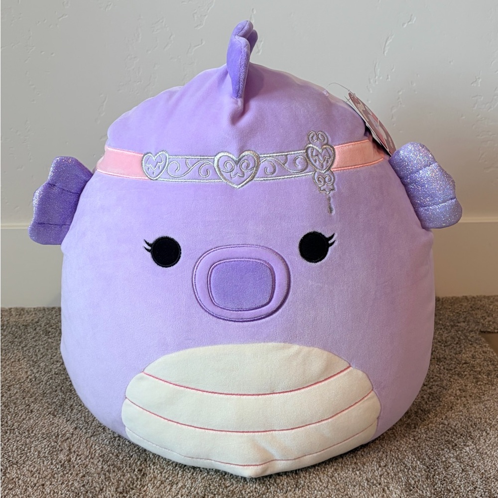 NWT Squishmallows Eartha The Purple Princess Seahorse 16" Plush First To Market!